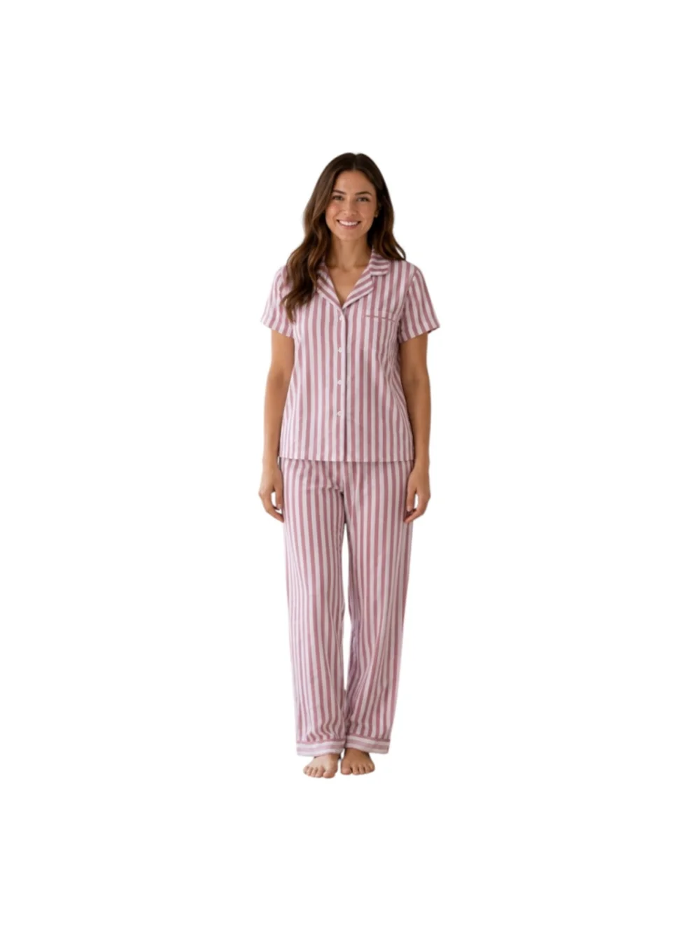 Laura Ashley Pink Striped 2-Piece Pajama Set Women’s Medium